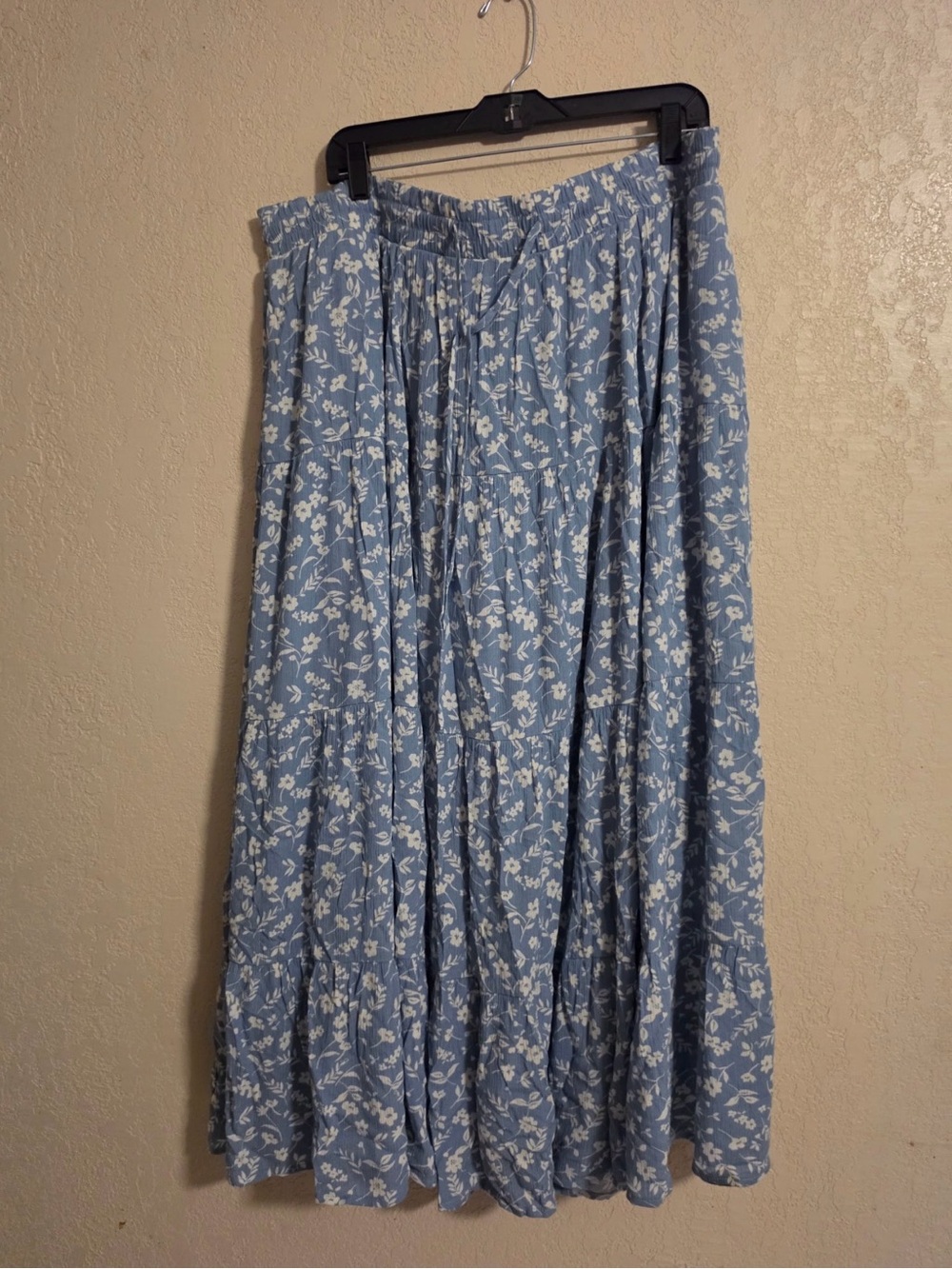 torrid Blue and White Floral Tiered Maxi Skirt